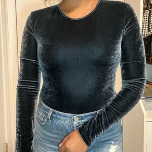 Zara Charcoal Velvet Blouse
